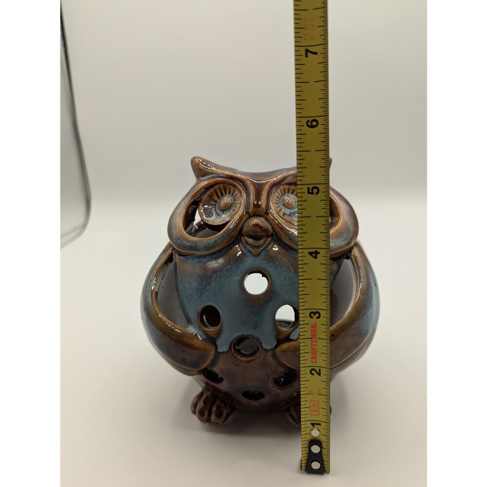 Pier 1 Imports Ceramic Glazed Owl Tealight Votive Candle Holder 5" - Picture 7 of 8